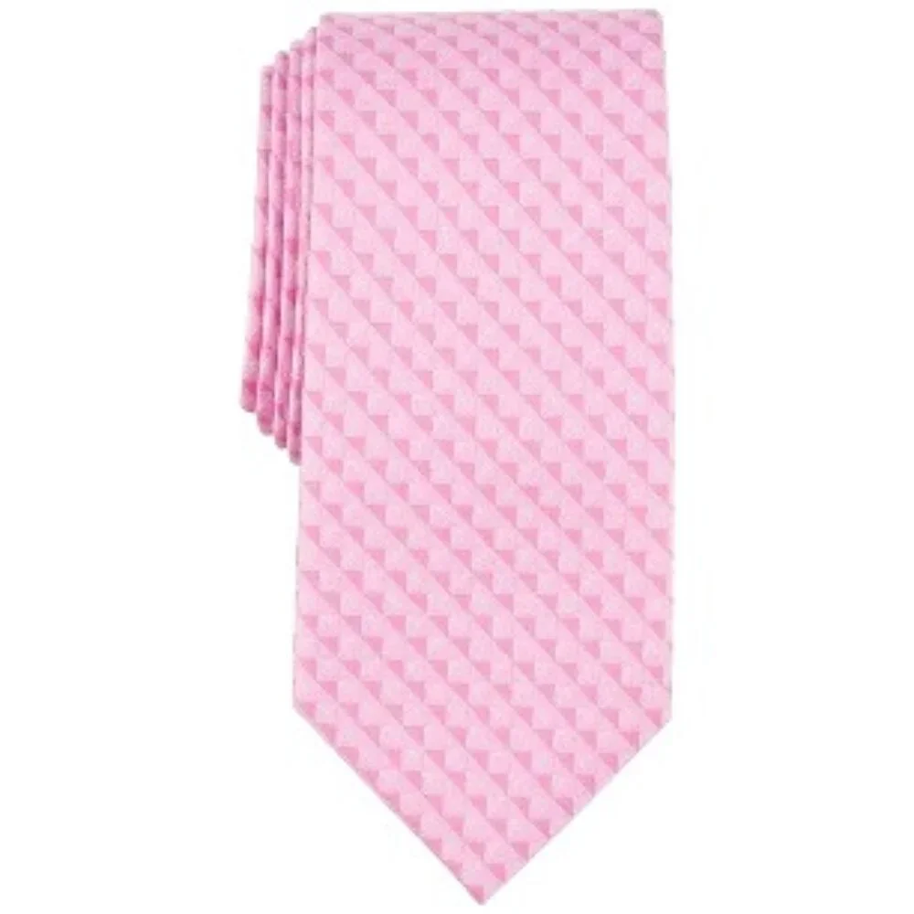 Michael Kors Pink Geometric Silk Tie